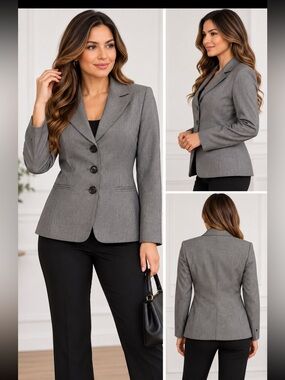 Tahari Gray Three-Button Women's Blazer
